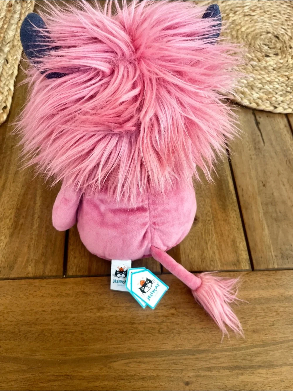Jellycat Jinx Monster (Retired) featuring a bright pink fuzzy mane; 16.5 “ NWT